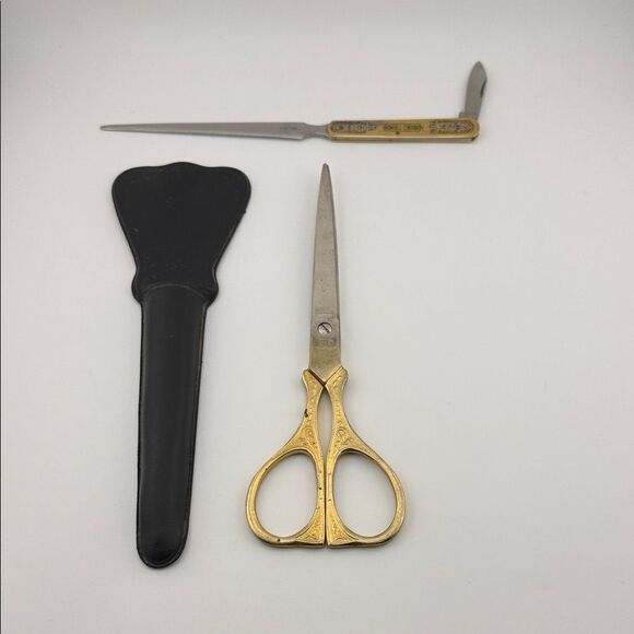 Gold and Black Scissor and Letter Opener set - Picture 2 of 4